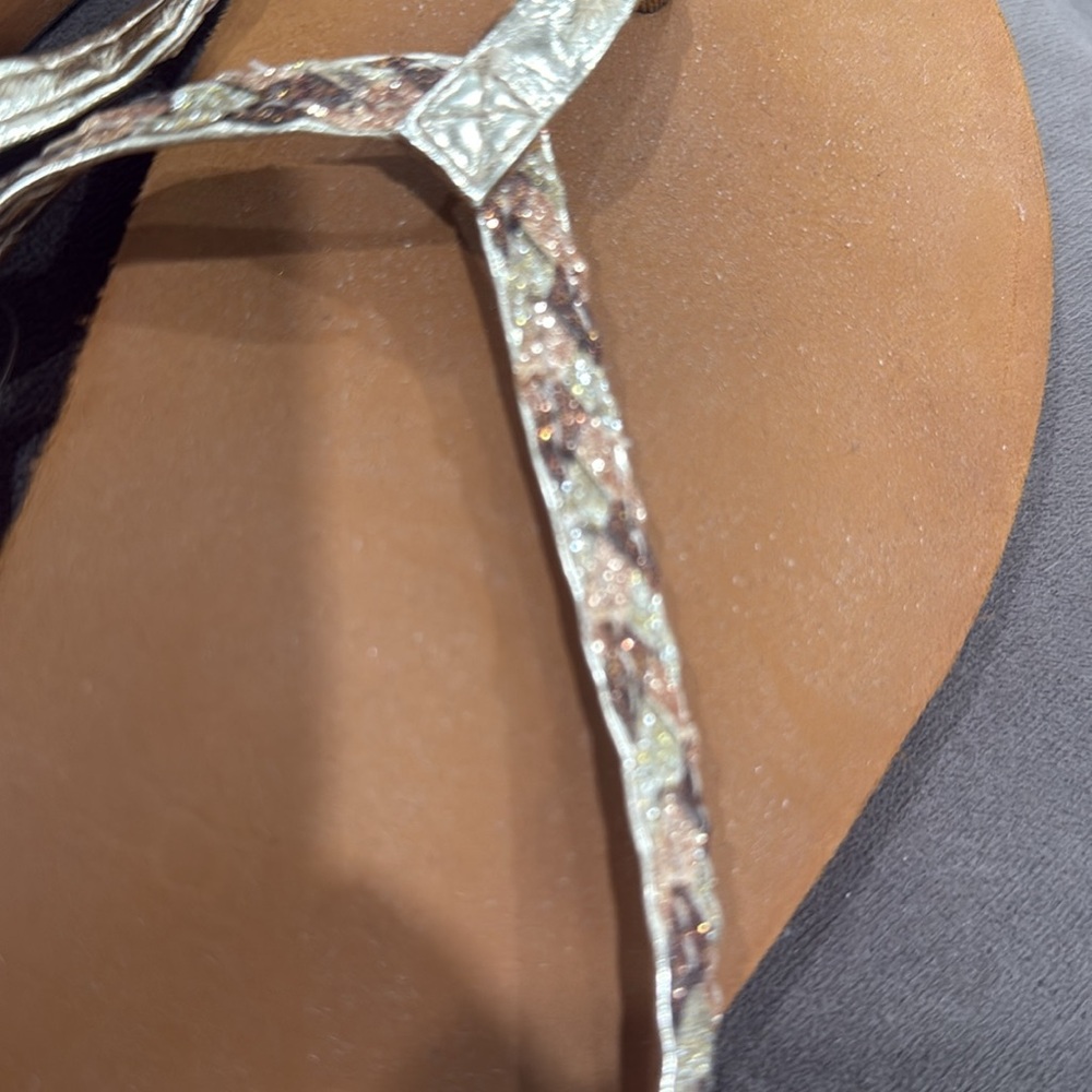 Brown and Gold Flip Flops - Picture 4 of 5
